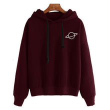 Load image into Gallery viewer, Women Hoodies Sweatshirt Hoody Planet Printed Loose Drawstring Long Sleeve Casual Pullovers Girls Tops Winter Spring Large Size